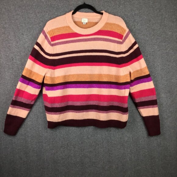 A New Day XXL Peach Striped Sweater - Picture 1 of 6